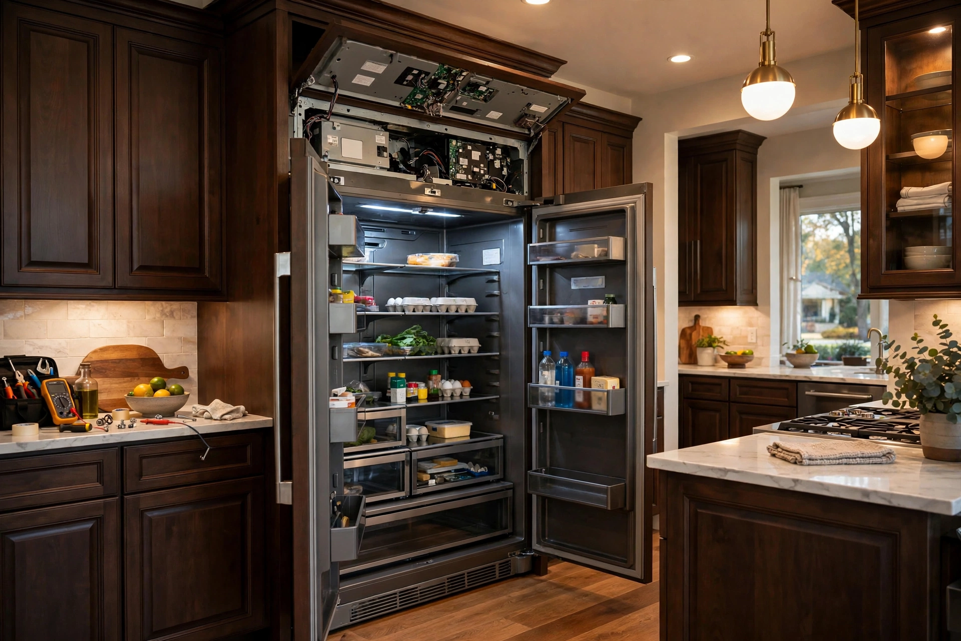 Before photo,  Built In Refrigerator Repair in Woodmore, by Bowie Appliance Repair Company
